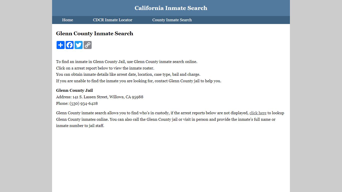 Glenn County Inmate Search