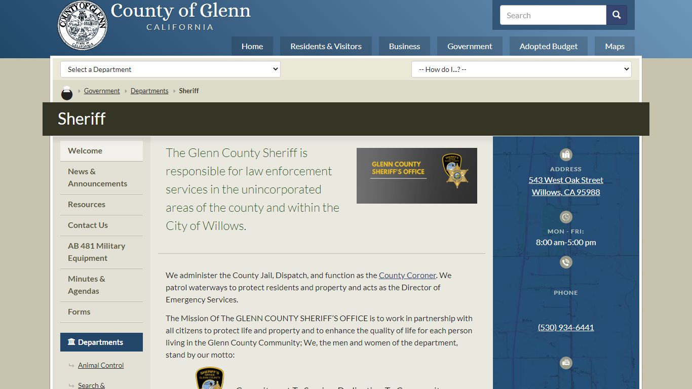 Sheriff | County of Glenn