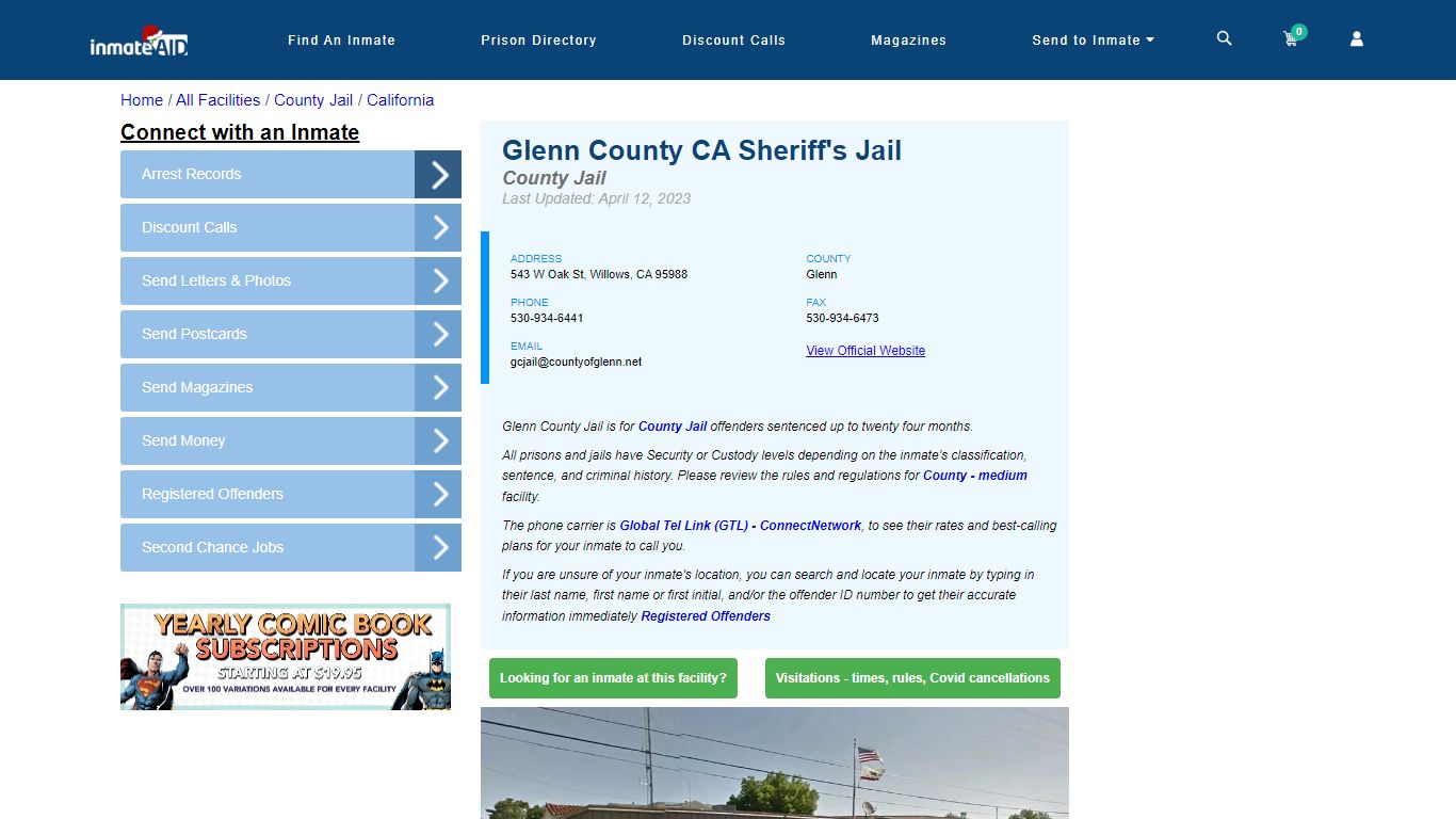 Glenn County CA Sheriff's Jail - Inmate Locator - Willows, CA